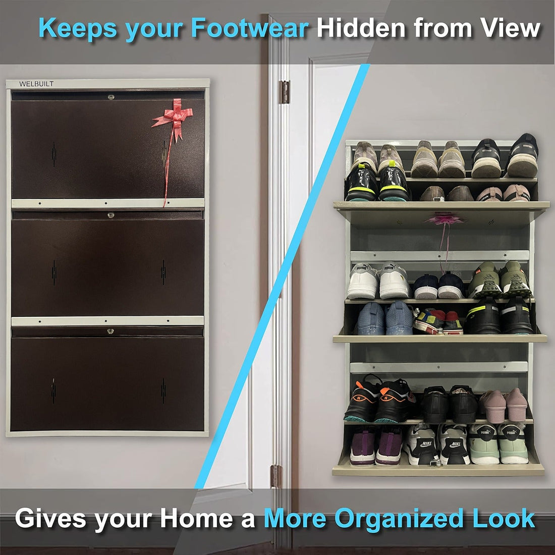 Space Saving Metal Shoe Rack Cabinet for Modern Homes