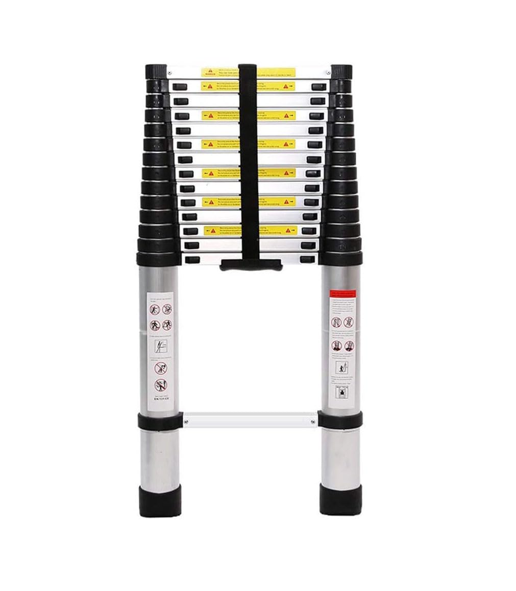Welbuilt 4.4m (14.5 ft) Portable & Compact Stainless Steel Telescopic Ladder | 2-Year Warranty |EN131 Certified 14-Steps Foldable Multipurpose Step Ladder for Home & Outdoor use-Building Supplies-Welbuilt Products-Aman Overseas