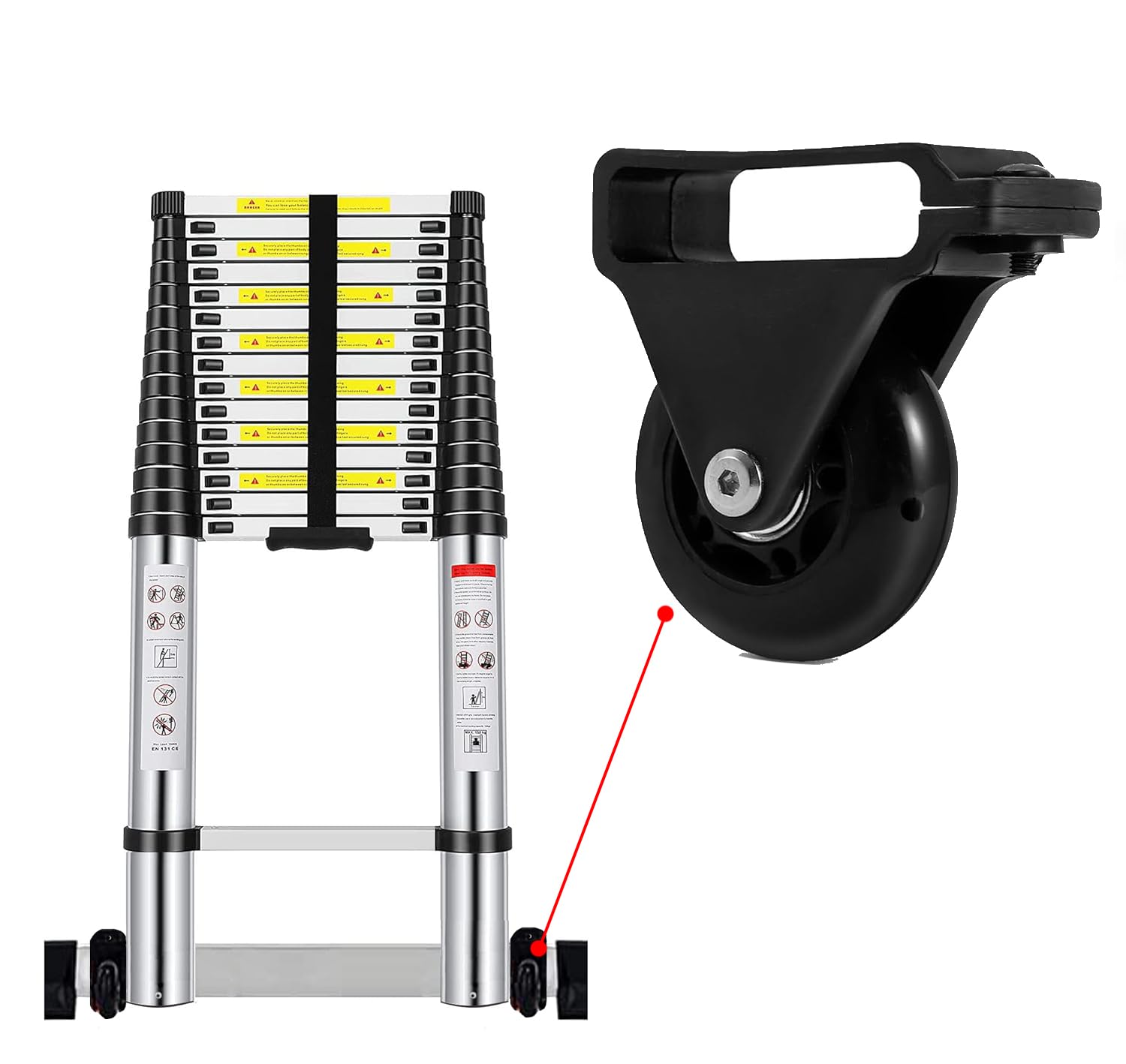 Welbuilt 23 Feet (7 Meter) 18 Step Portable & Compact Telescopic Ladder | 2-Year Warranty | EN131 Certified Foldable Multipurpose Step Ladder for Home & Outdoor use (23 Feet Aluminium)-Building Supplies-Welbuilt Products-Aman Overseas