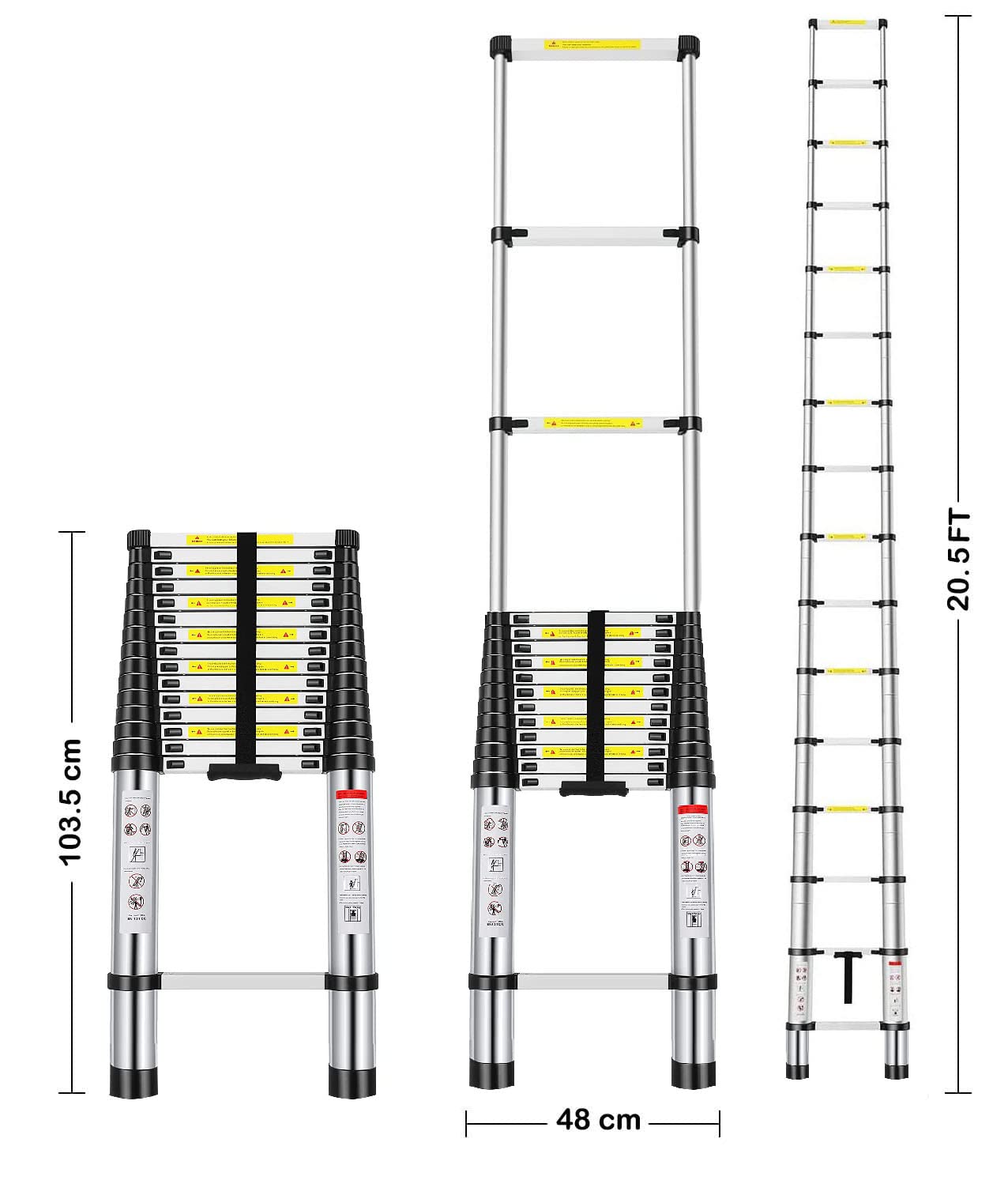 WelBuilt Portable Telescopic Aluminium Ladder, Multipurpose Step Ladder for Home & Outdoor use (6.2mtr/20.5ft. ( Normal )-Building Supplies-Welbuilt Products-Aman Overseas