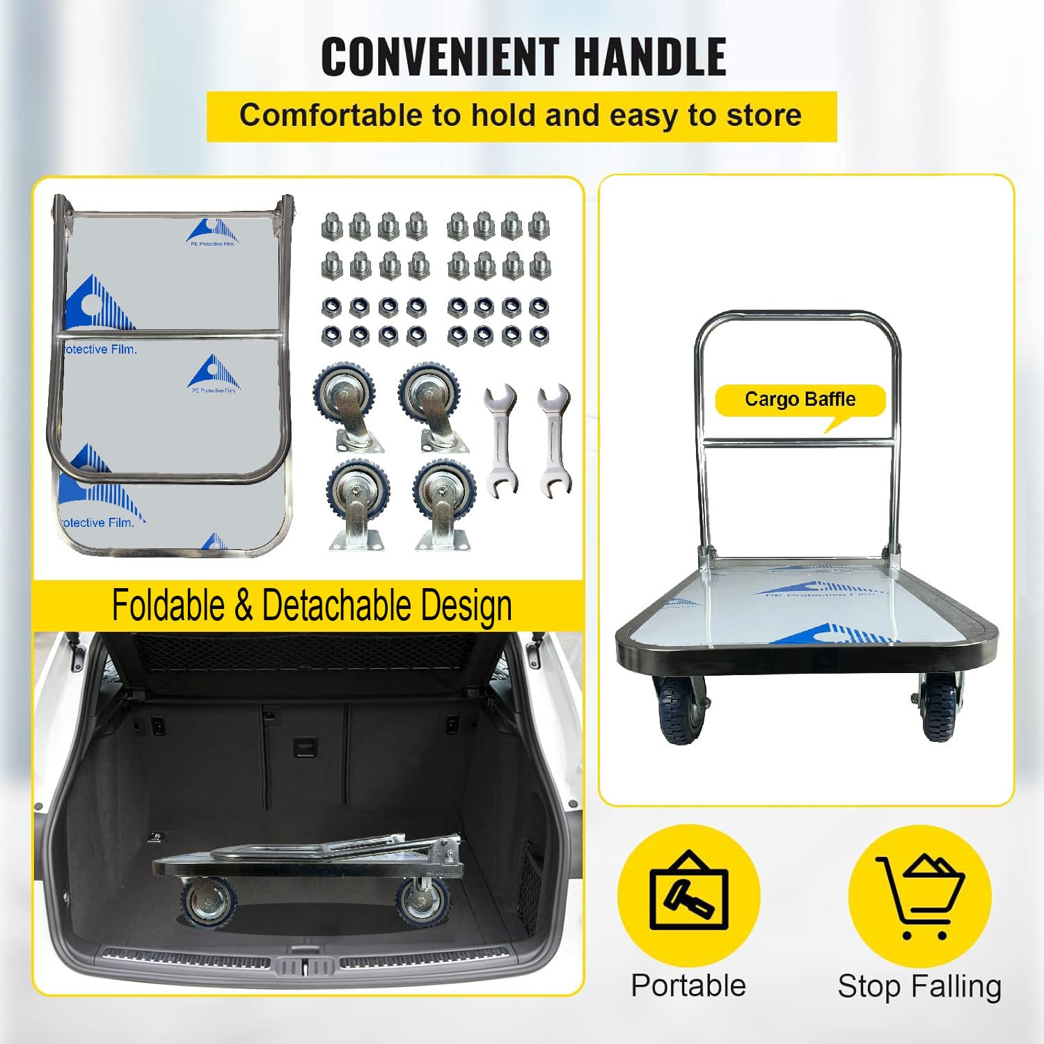 EverBest® Portable Platform Trolley for Lifting Heavy Weight, (500 Kg Capacity Stainless Steel)-Trollays-Welbuilt Products-Aman Overseas