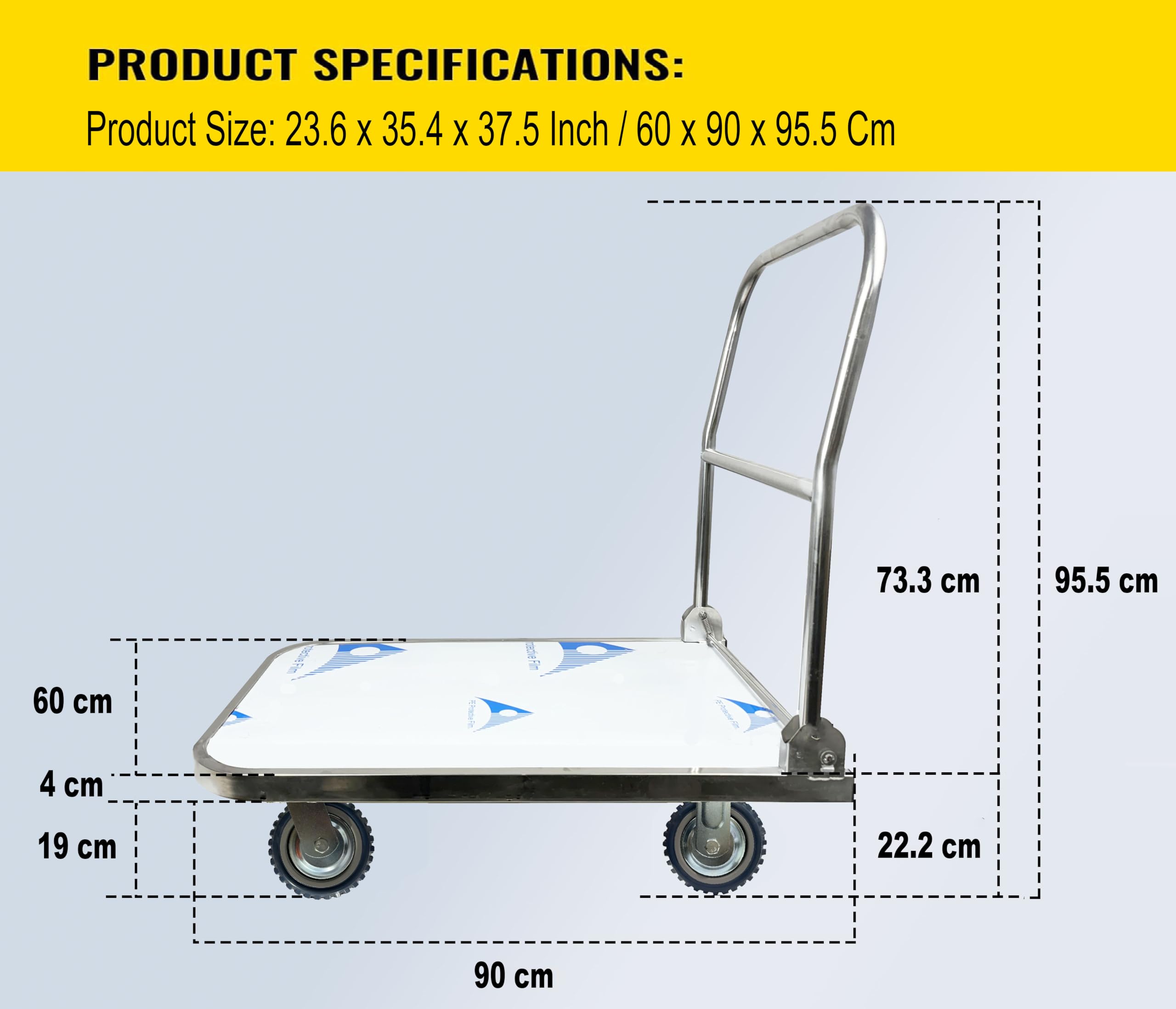 EverBest® Portable Platform Trolley for Lifting Heavy Weight, (500 Kg Capacity Stainless Steel)-Trollays-Welbuilt Products-Aman Overseas