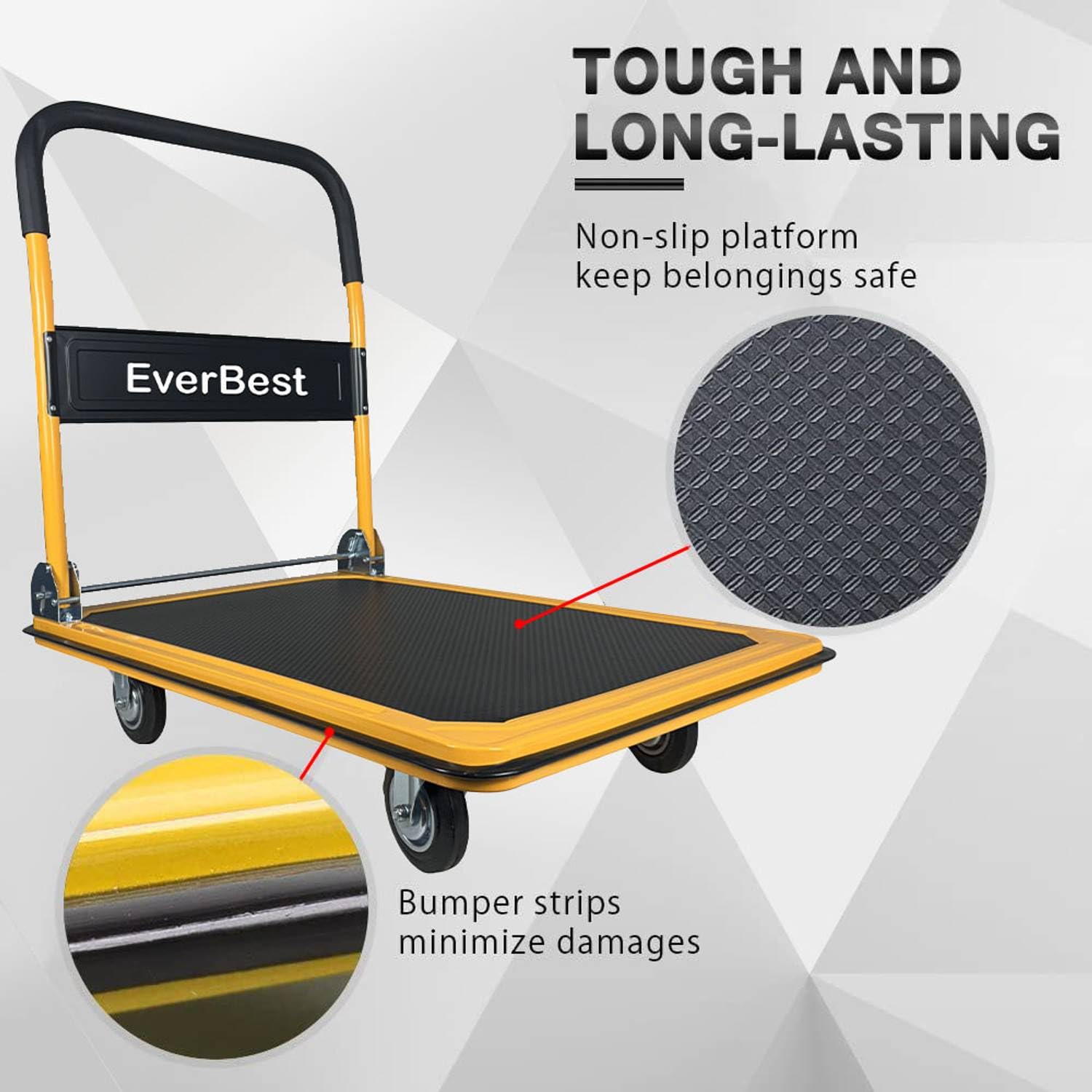 EverBest® Portable Platform Trolley for Lifting Heavy Weight, (Metal 150kg Yellow)-Material Handling Products-Welbuilt Products-Aman Overseas