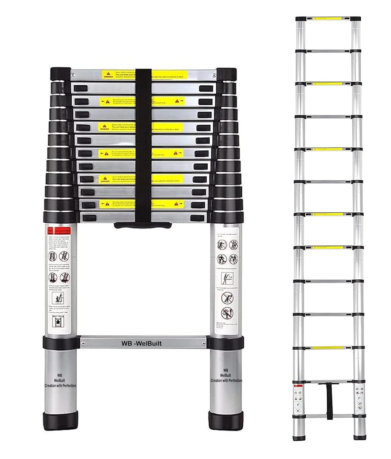 Welbuilt Telescopic Aluminium Ladder 14.5 feet | EN131 Certified Foldable Multipurpose Step Ladder for Home & Outdoor use-Ladders-Welbuilt Products-Aman Overseas