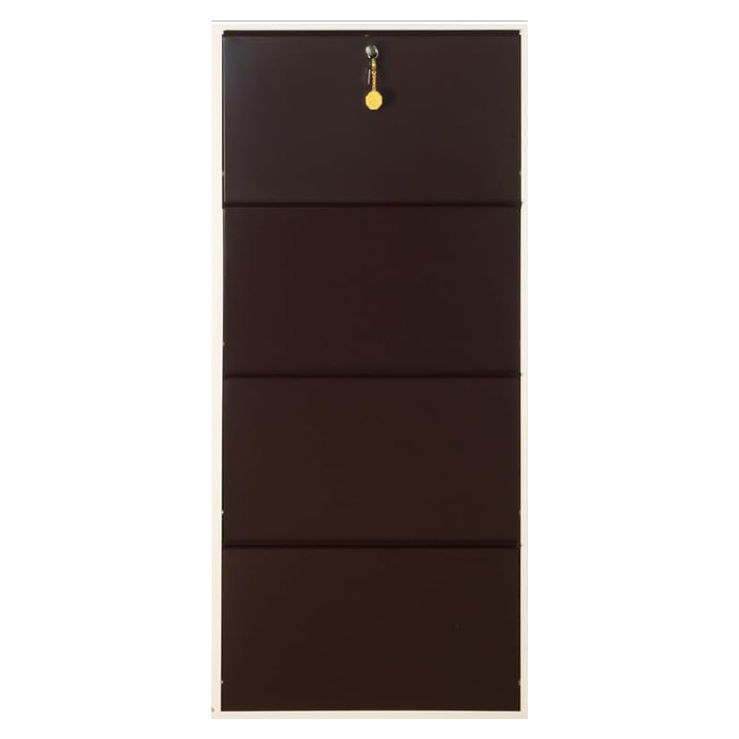 26" Wall Mounted Metal Shoe Rack 4 Door | 12 Pairs Footwear | Shoe Chappal Stand Organizer with Lock