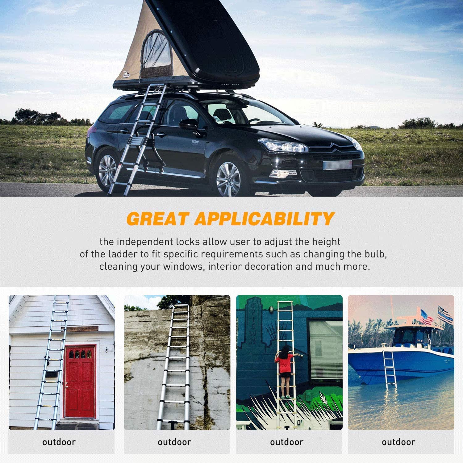 Aluminium Telescopic Ladder | En131 Certified Foldable Multipurpose Step Ladder for Home & Outdoor Use (20.5 Feet)-Ladders-Welbuilt Products-Aman Overseas